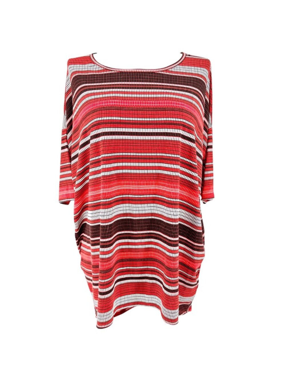 LuLaRoe Irma Tunic Womens XL Red Black Stripe Hi Low Hem Relaxed Fit Oversized
